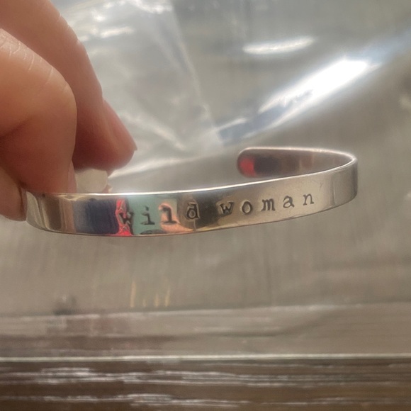 Wild Woman Stamped Silver cuff Bracelet - Picture 6 of 8